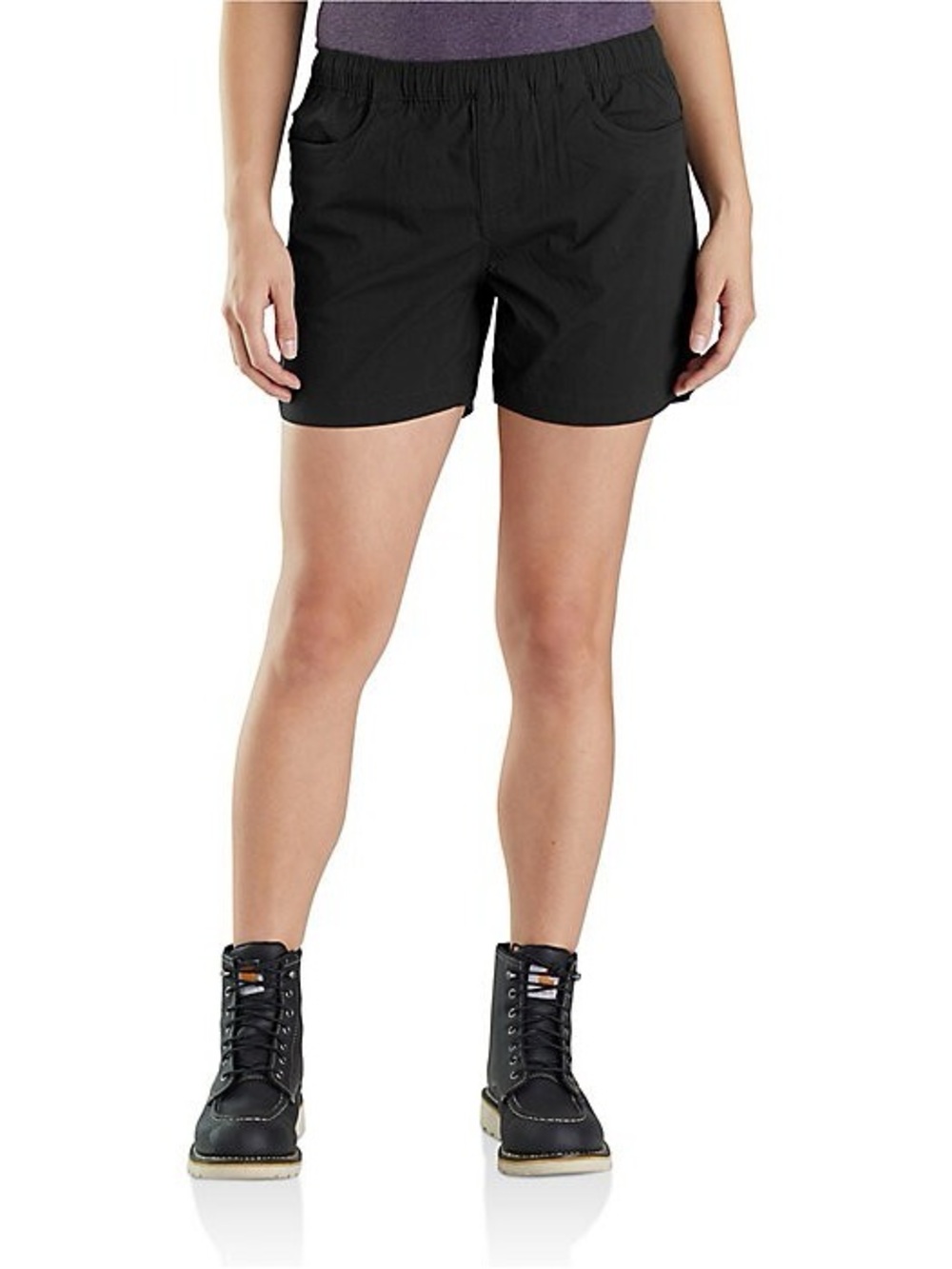 Carhartt Womens Force Relaxed Fit Rip Stop 5 Pocket Shorts Black Size XL
